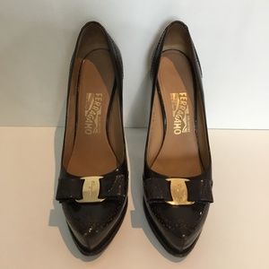 Ferragamo Brogue Platform Pumps